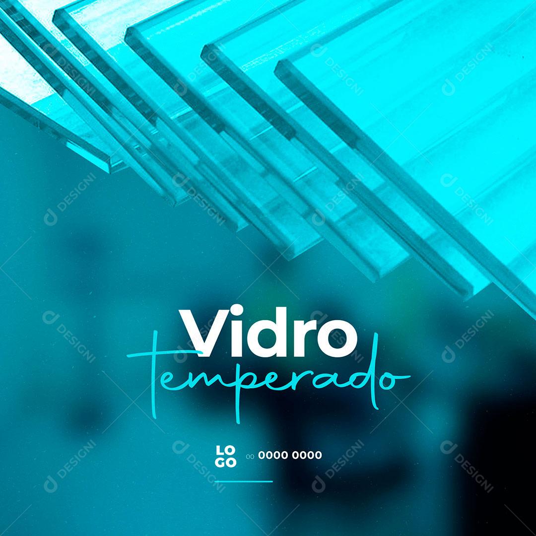 Vidro Temperado Social Media PSD Editável