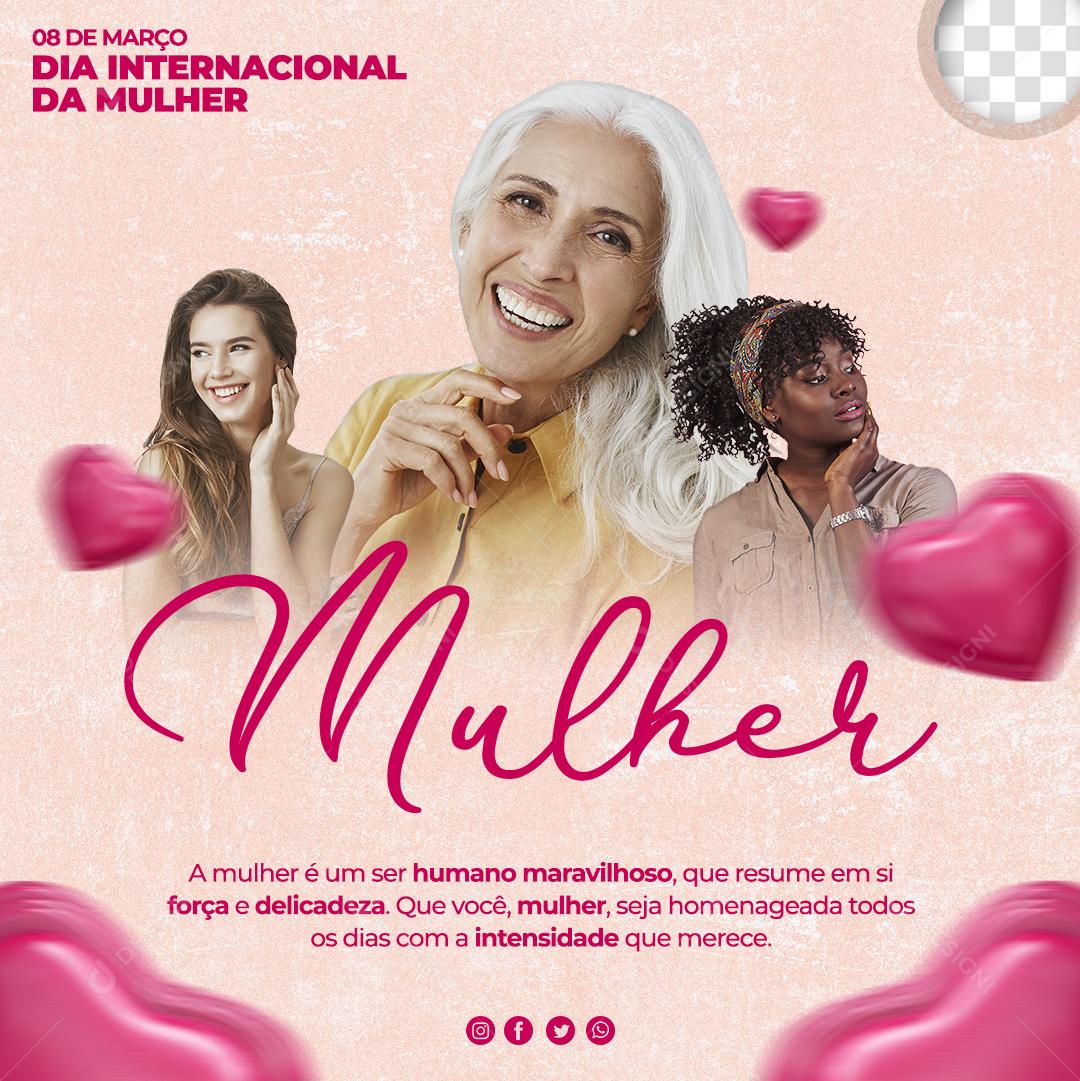 Social Media Dia Da Mulher Parabéns PSD Editável