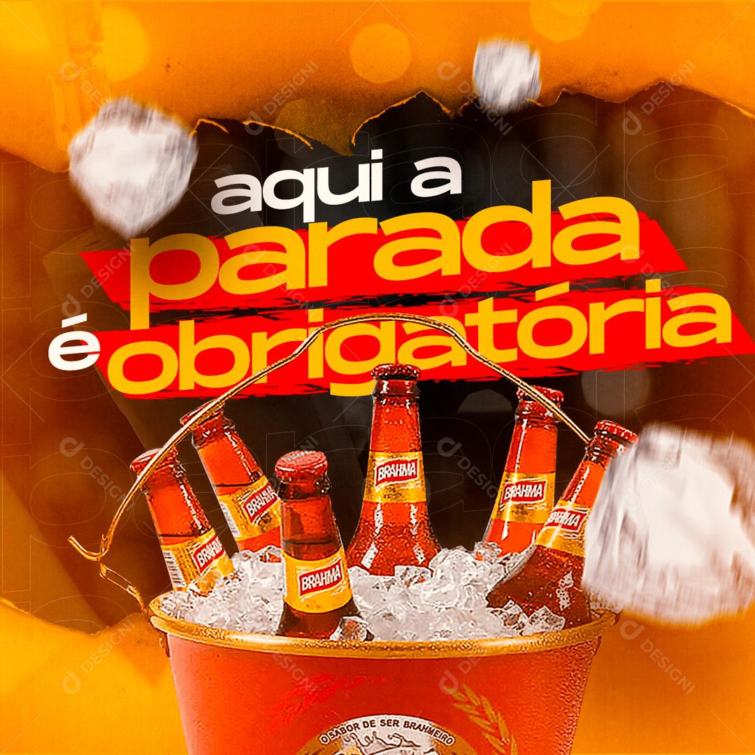 Social Media Aqui a parada é obrigatória Barzinho Buteco PSD Editável