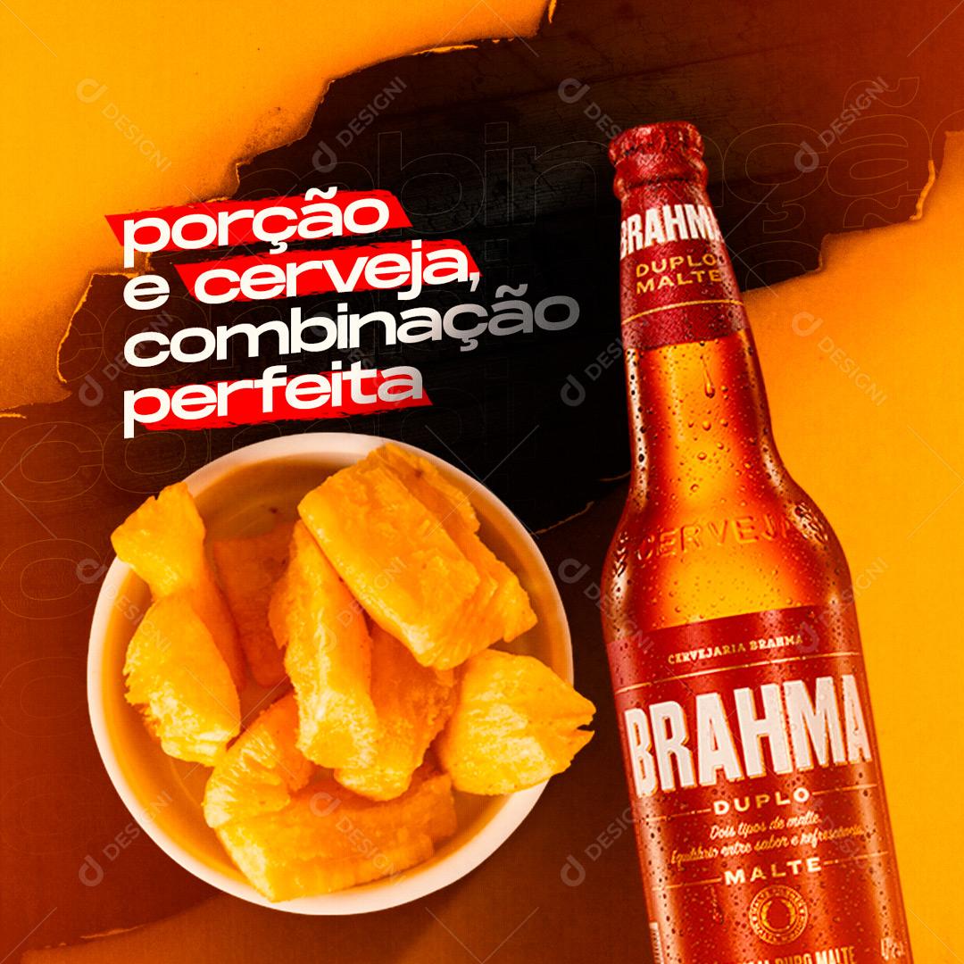 Social Media Porção e cerveja combinação perfeita Barzinho Buteco PSD Editável