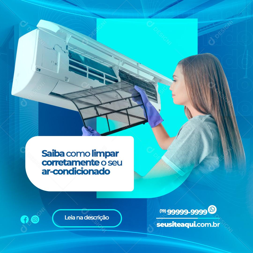 Social Media Saiba como limpar corretamente o seu Ar Condicionado PSD Editável
