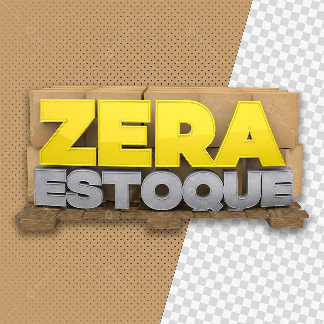 Selo 3D Zera Estoque Para Composição PSD Premium