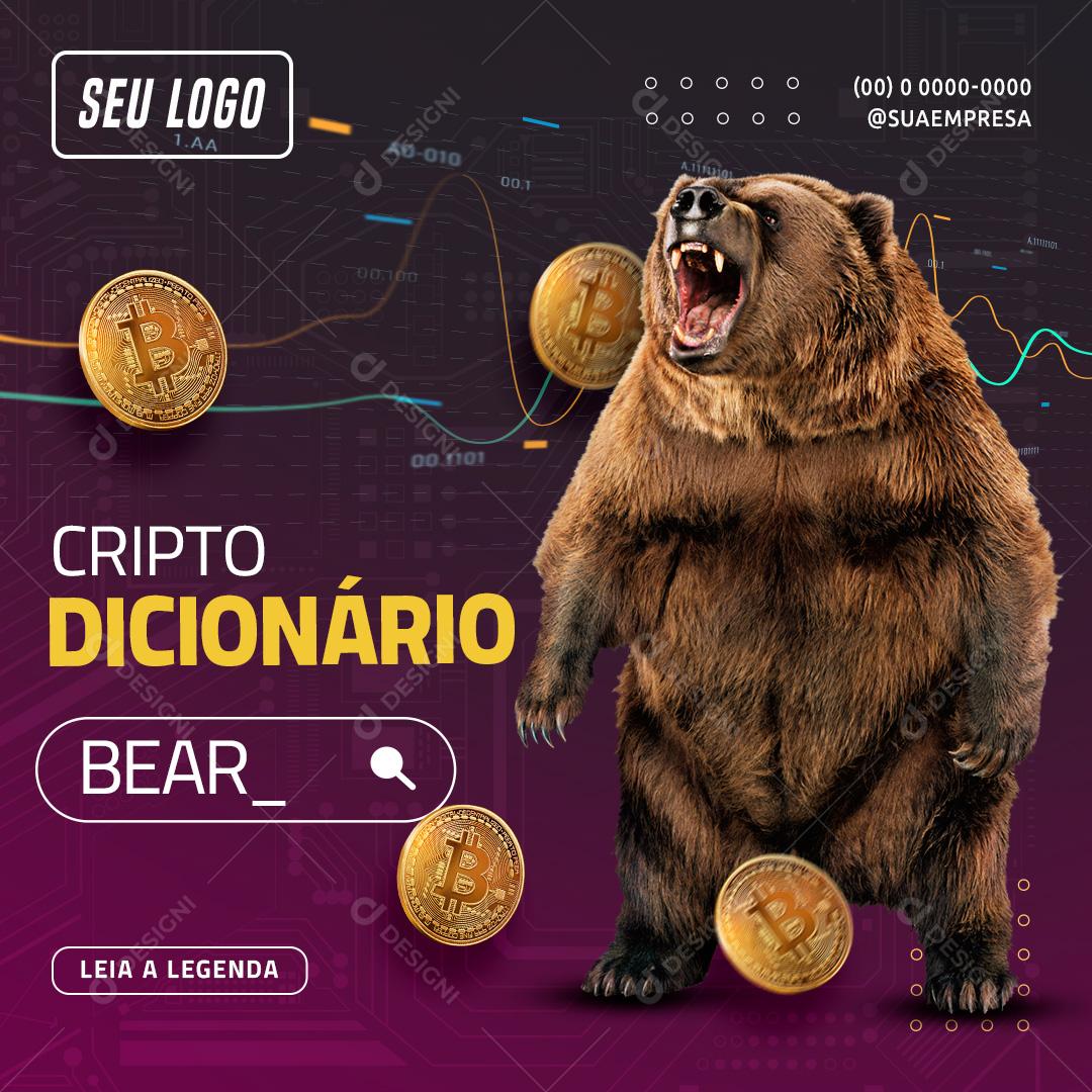 Social Media Cripto Dicionário Investimentos PSD Editável