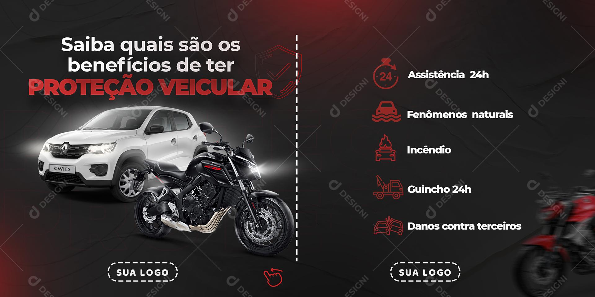 Social Media Carrossel Seguradora Saiba Beneficios Proteção Concessionárias PSD Editável