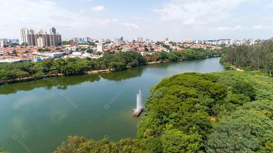 Lagoa do Taquaral em Campinas, vista de cima, parque de Portugal, São Paulo, Brasil JPG
