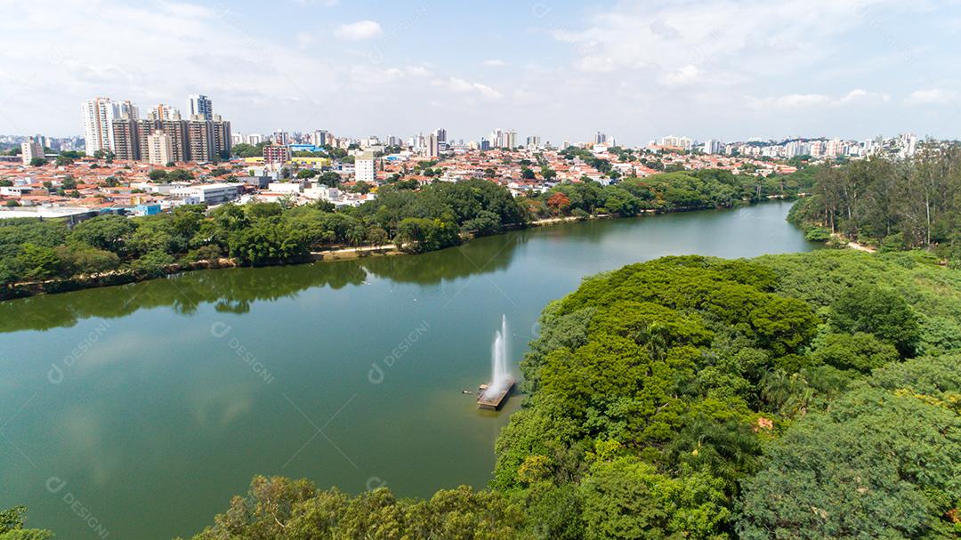 Lagoa do Taquaral em Campinas, vista de cima, parque de Portugal, São Paulo, Brasil JPG
