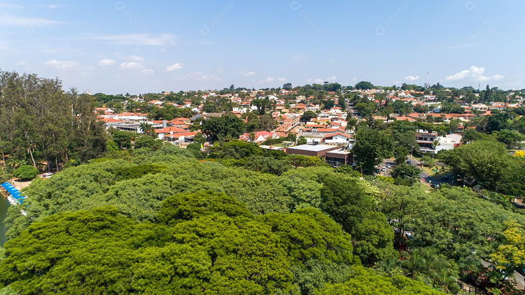 Lagoa do Taquaral em Campinas, vista de cima, parque de Portugal, São Paulo, Brasil JPG