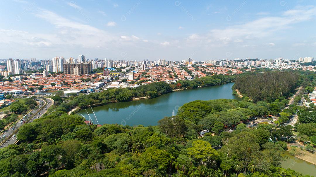 Lagoa do Taquaral em Campinas, vista de cima, parque de Portugal, São Paulo, Brasil JPG