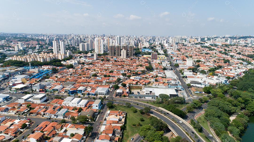 Lagoa do Taquaral em Campinas, vista de cima, parque de Portugal, São Paulo, Brasil JPG
