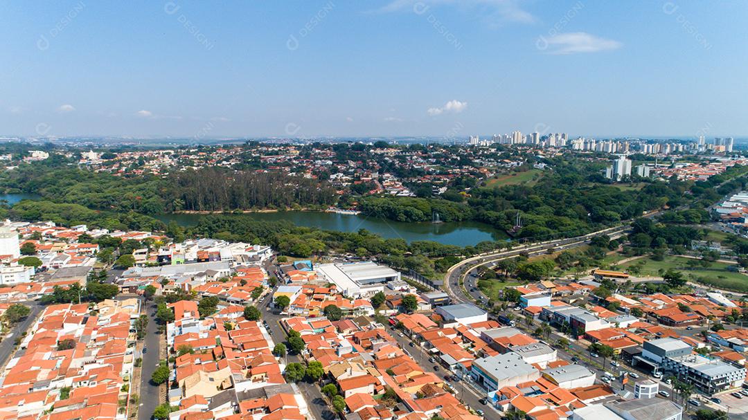 Lagoa do Taquaral em Campinas, vista de cima, parque de Portugal, São Paulo, Brasil JPG