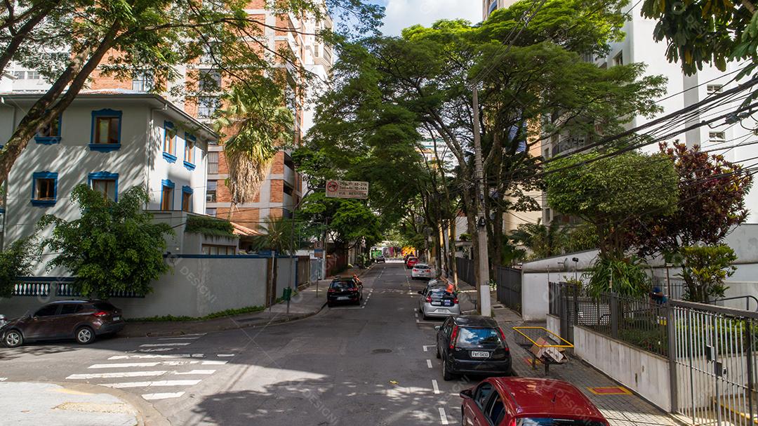 rua arborizada na região do Itaim Bibi, em São Paulo JPG