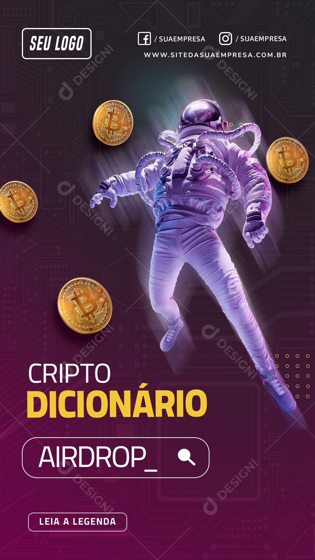 Cripito Dicionário Airdrop Social Media PSD Editável