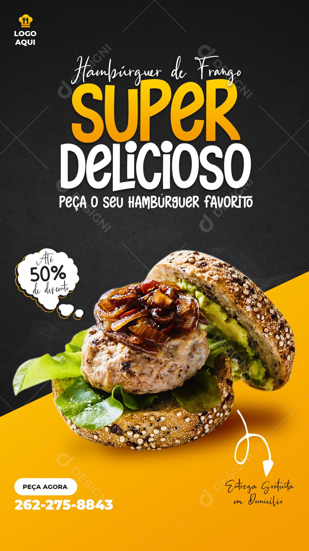 Super Delicioso Peça O Seu Hambúrguer Agora Favorito Social Media PSD Editável