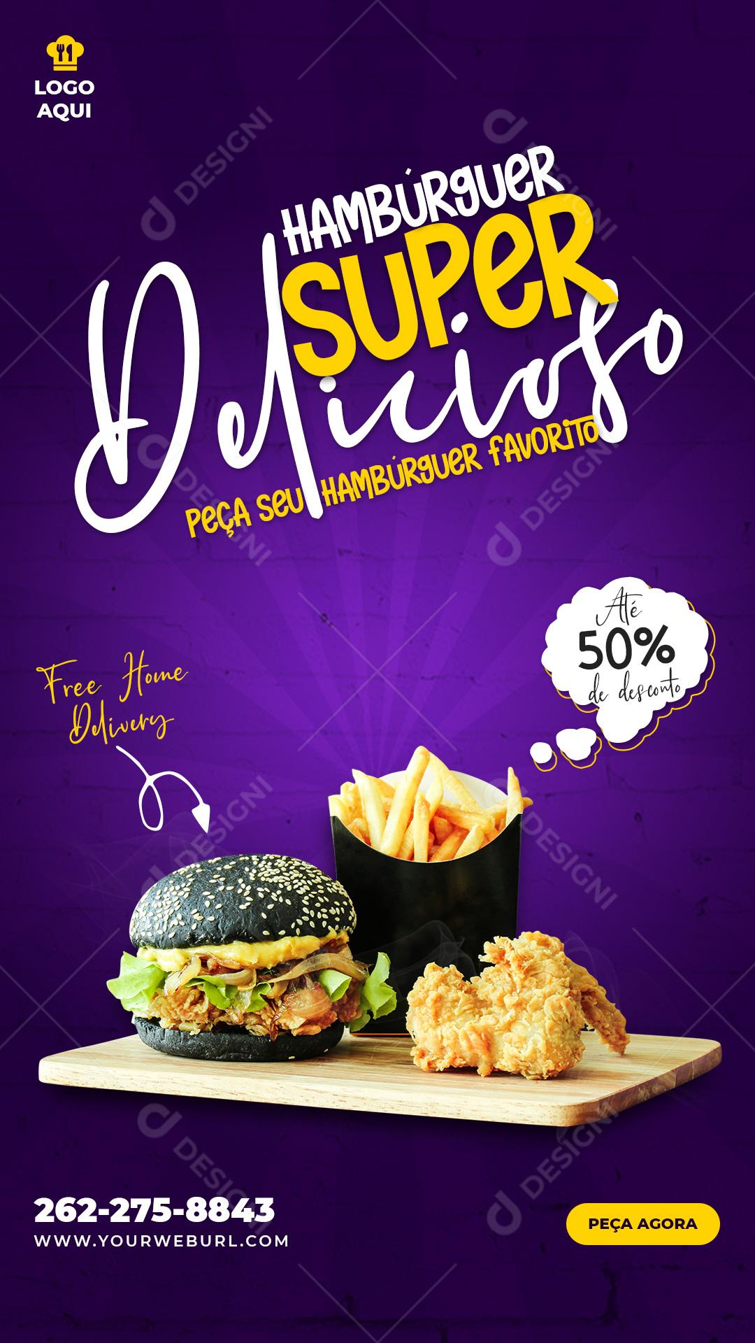 Super Delicioso Peça A Sua Comida Favorita Social Media PSD Editável