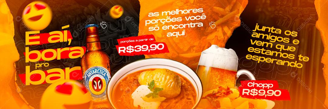 Carrossel E Aí Bora Pro Bar Aqui Você Encontra As Melhores Porções Social Media PSD Editável