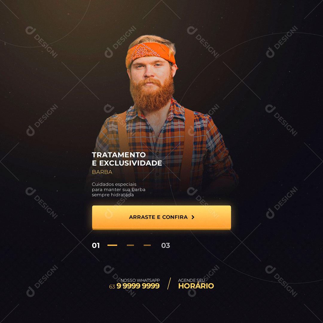 Tratamento Exclusivo Barbearia Social Media PSD Editável