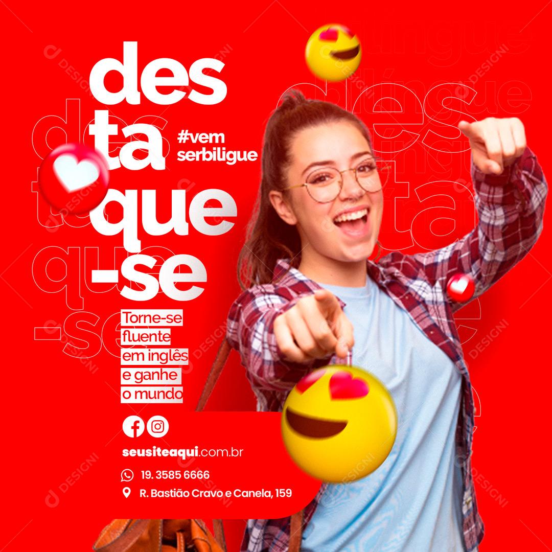 Social Media Escola de Idiomas Destaque-se PSD Editável