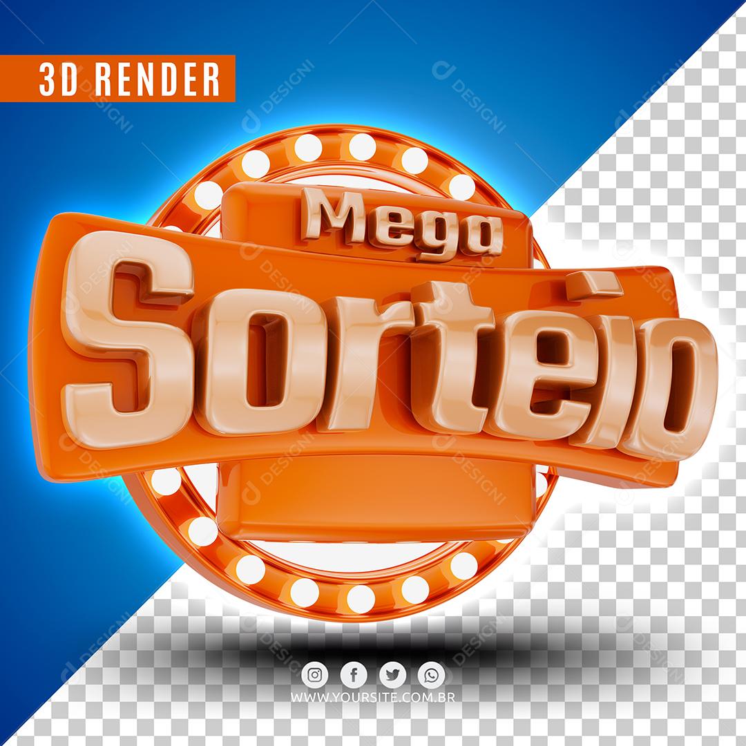 Mega Sorteio Laranjado Selo 3D Para Composição PSD Premium