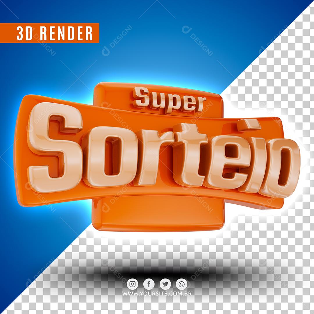 Super Sorteio Laranjado Selo 3D Para Composição PSD Premium