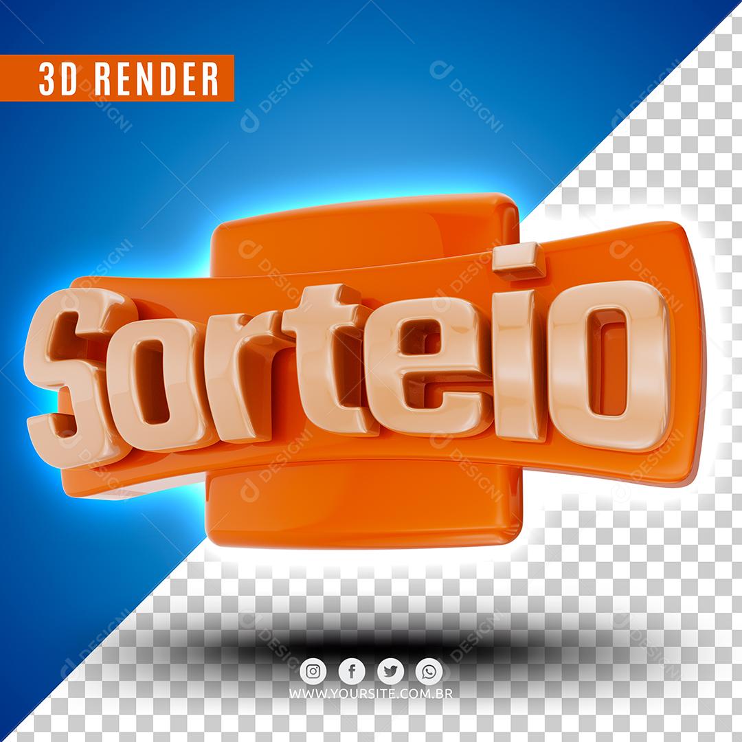 Selo 3D Sorteio Laranjado Para Composição PSD Premium