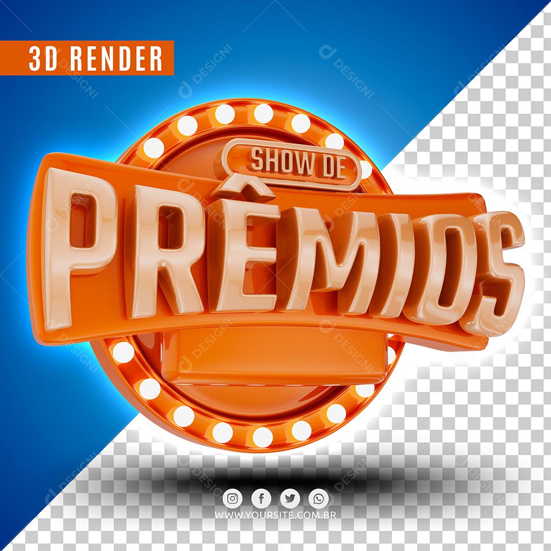 Selo 3D Show De Prêmios Laranjado Para Composição PSD Premium