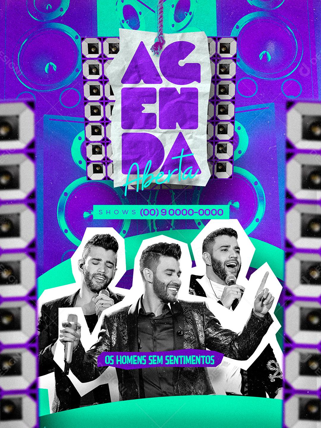 Flyers agenda aberta Gustavo Lima Social Media PSD Editável