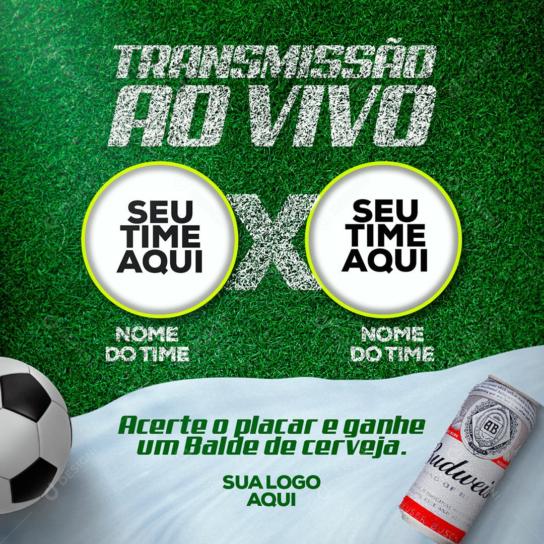 Social Media Transmissão Ao Vivo Acerte o Placa E Ganhe Um Balde De Cerveja PSD Editável
