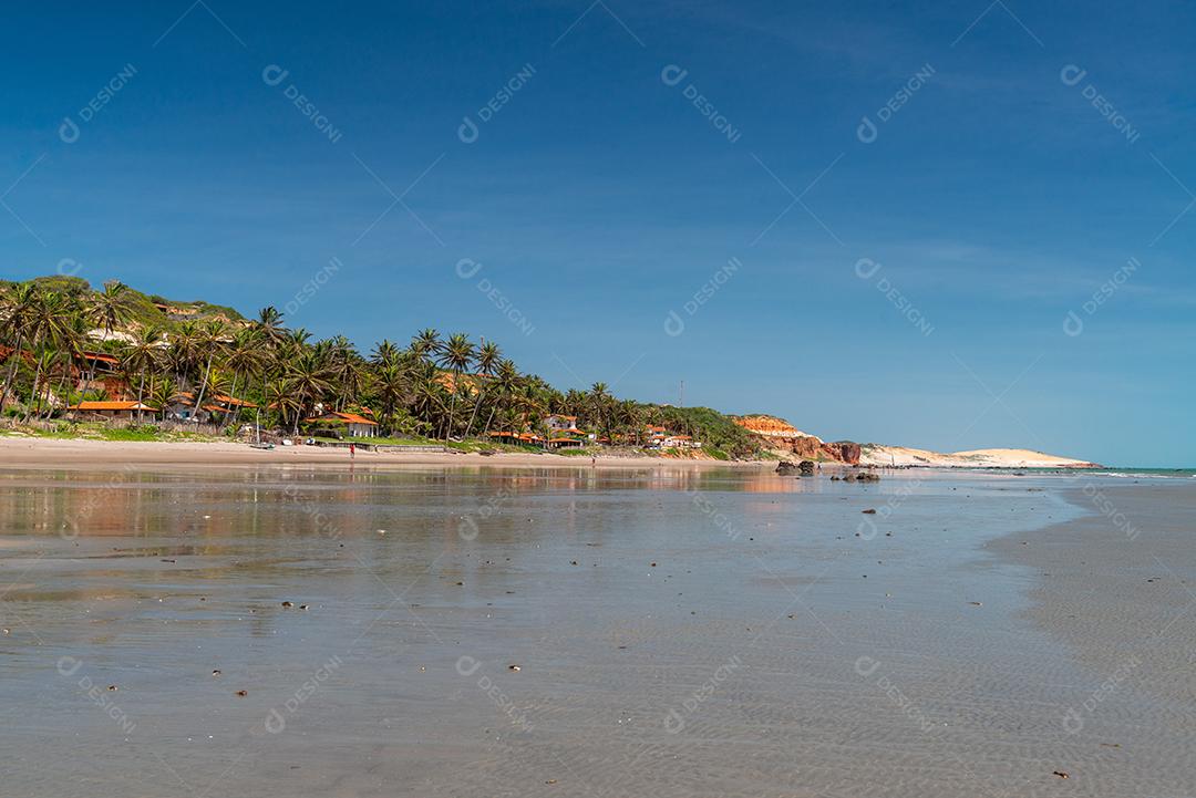 Coqueiros e casas de veraneio na praia de Peroba, Icapuí, Ceará