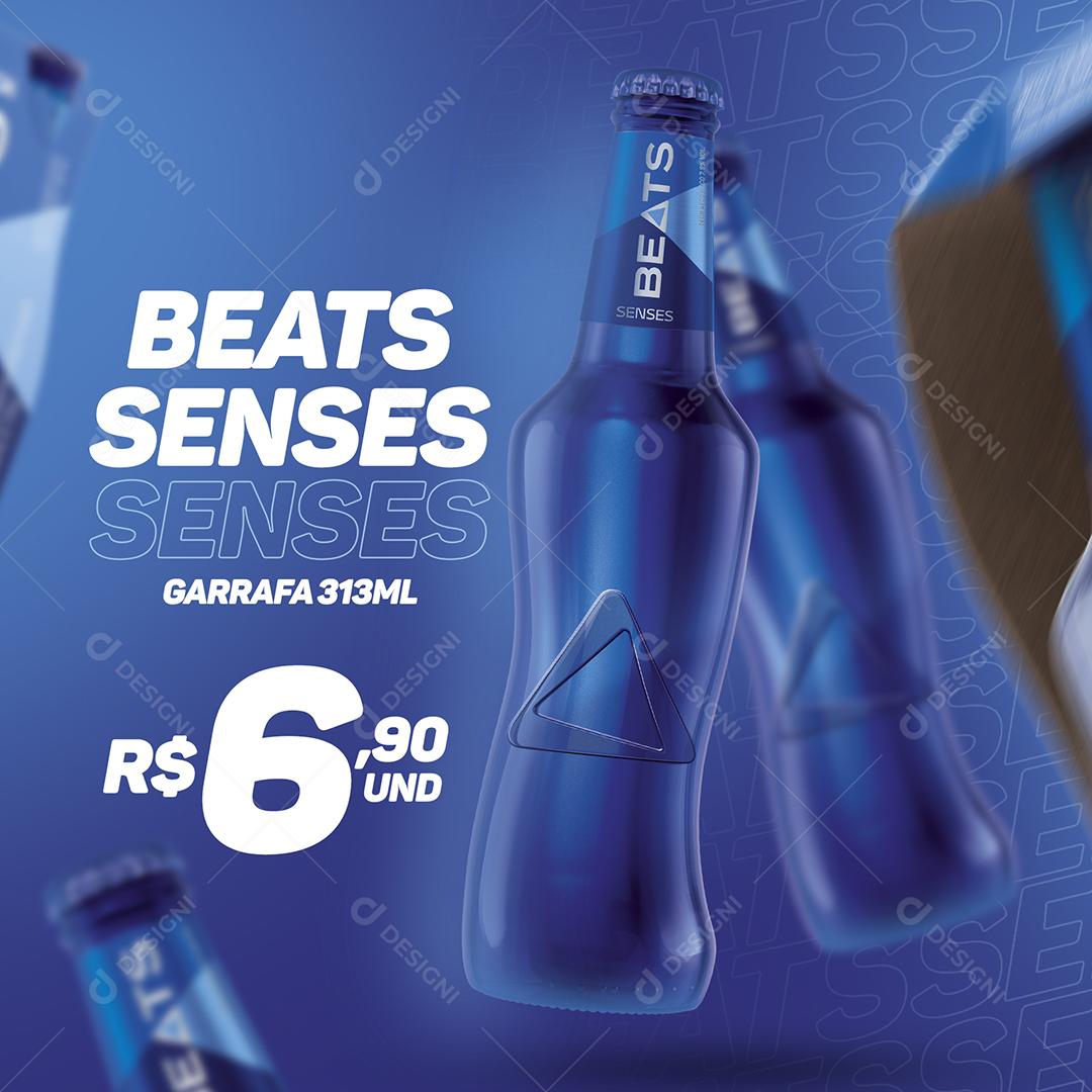 Social Media Beats senses garrafa 313 Ml Cerveja PSD Editável