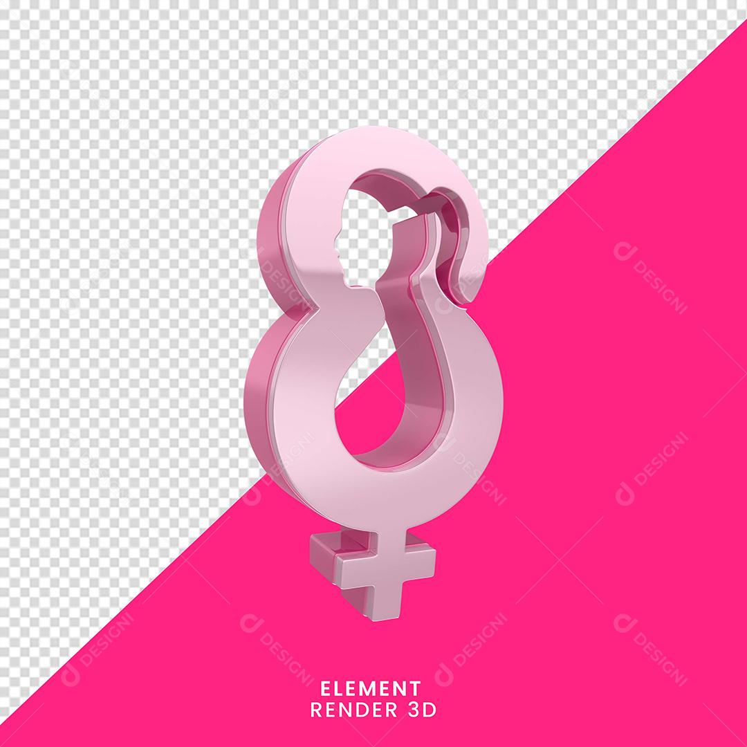 Elemento 8 3D Do Dia Da Mulher Para Composição PNG Transparente