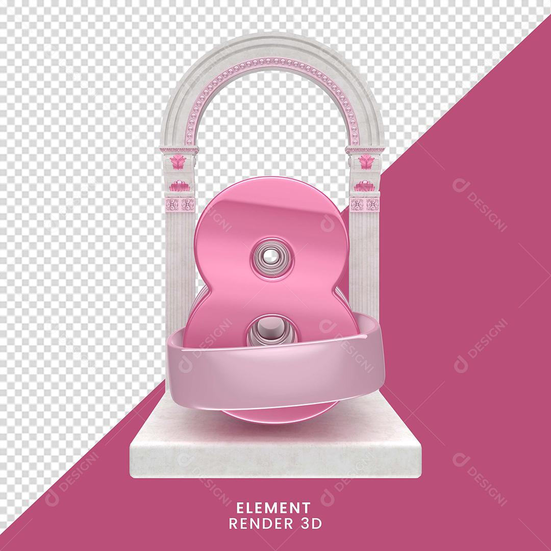 Elemento 3D 8 De Março Do Dia Da Mulher Para Composição PNG Transparente