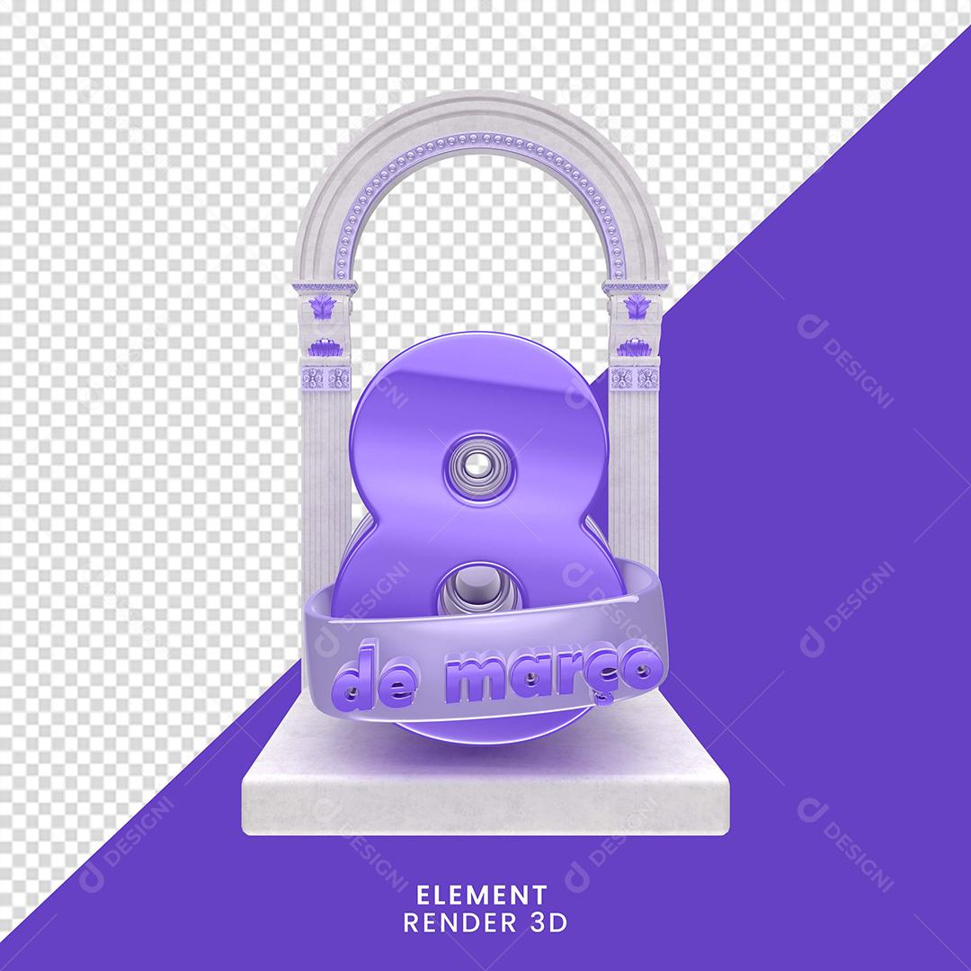 8 De Março Elemento 3D Do Dia Da Mulher Para Composição PNG Transparente