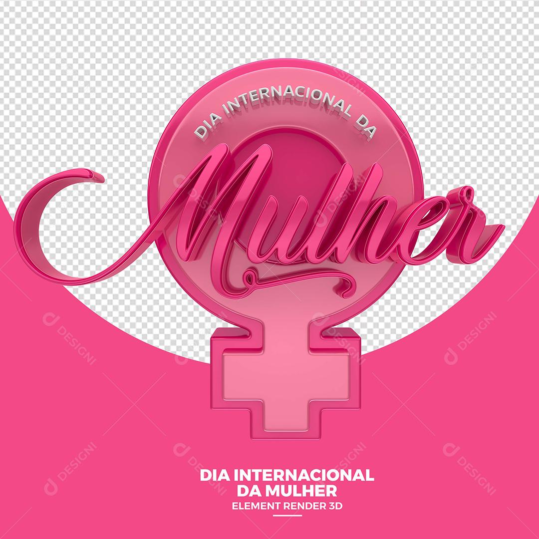 Selo 3D Dia Internacional Da Mulher Rosa Para Composição PNG Transparente