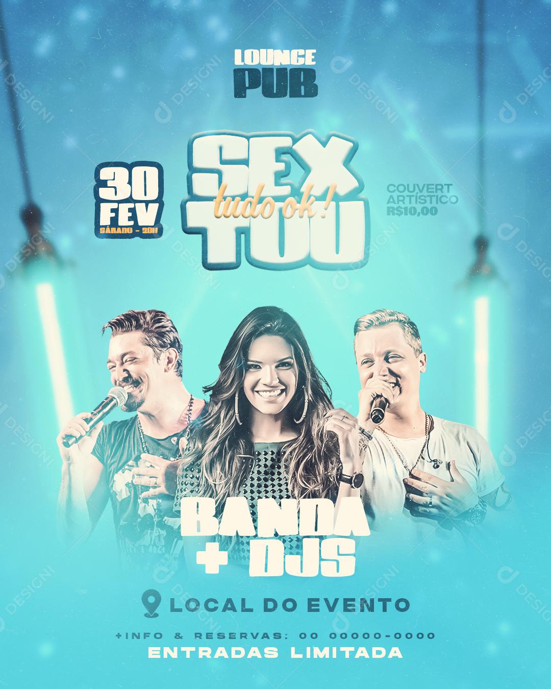 Social Media Sextou tudo ok Banda + Djs Flyers PSD Editável
