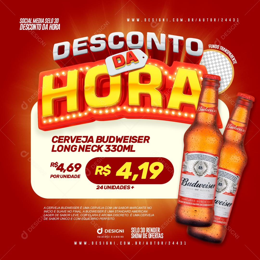 Descontos Da Hora Cerveja Budweiser Social Media PSD Editável