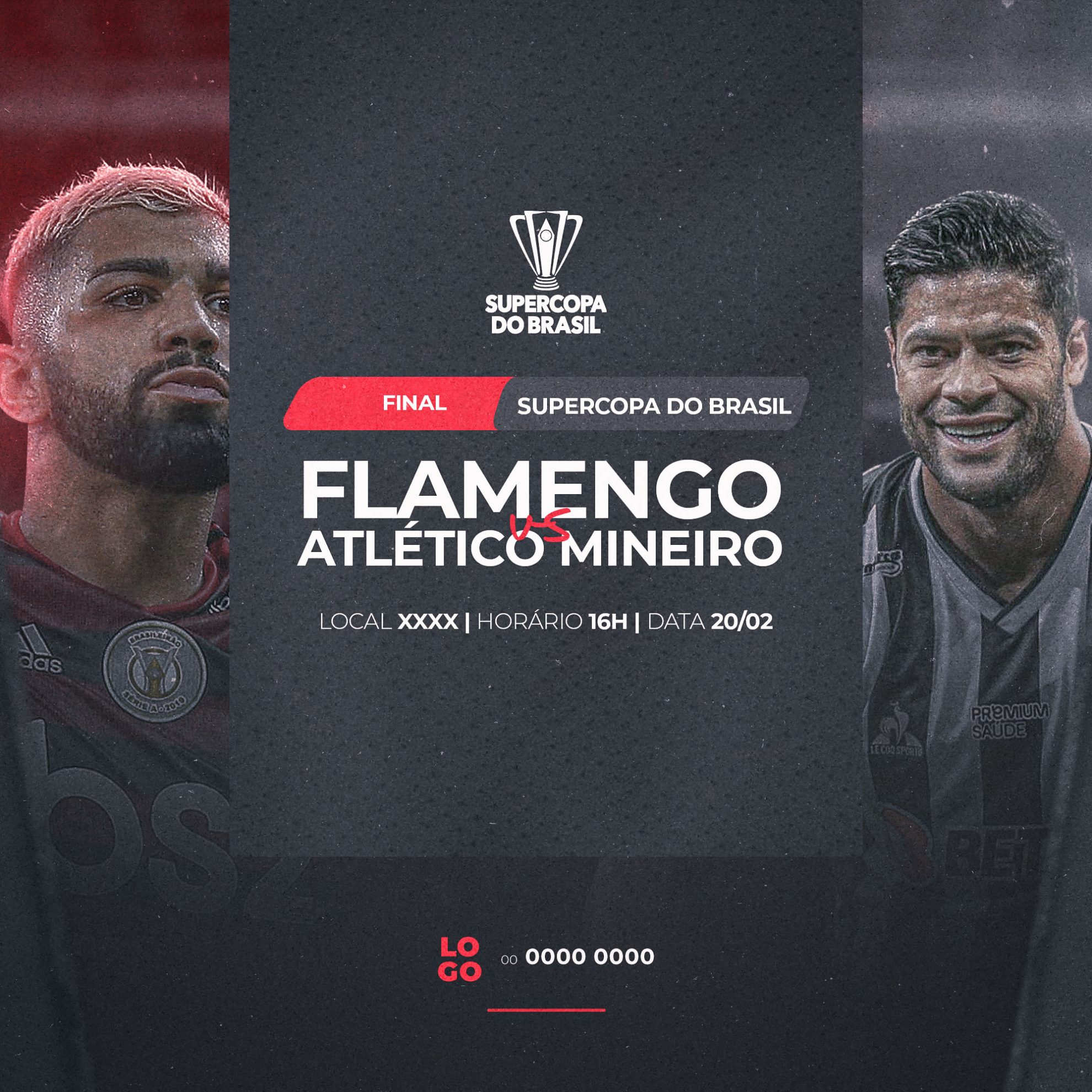 Post Final da Supercopa  Flamento x Atlético Mineiro Social Media PSD Editável