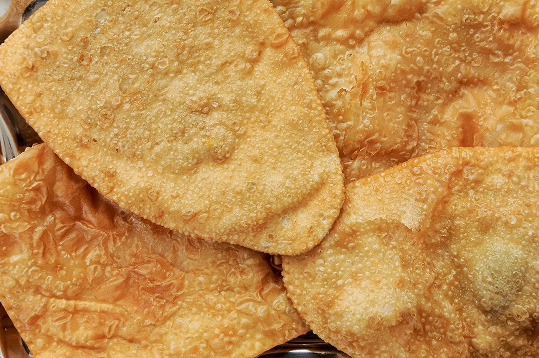 gastronomia brasileira. Textura pastel em closeup