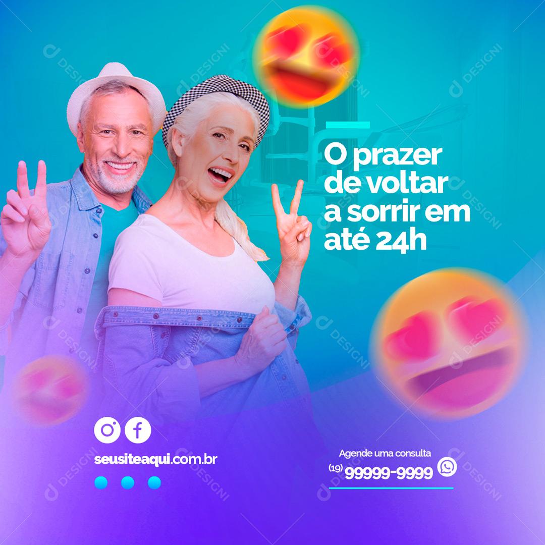 Social Media O Prazer de volta a sorrir em até 24H Dentista PSD Editável