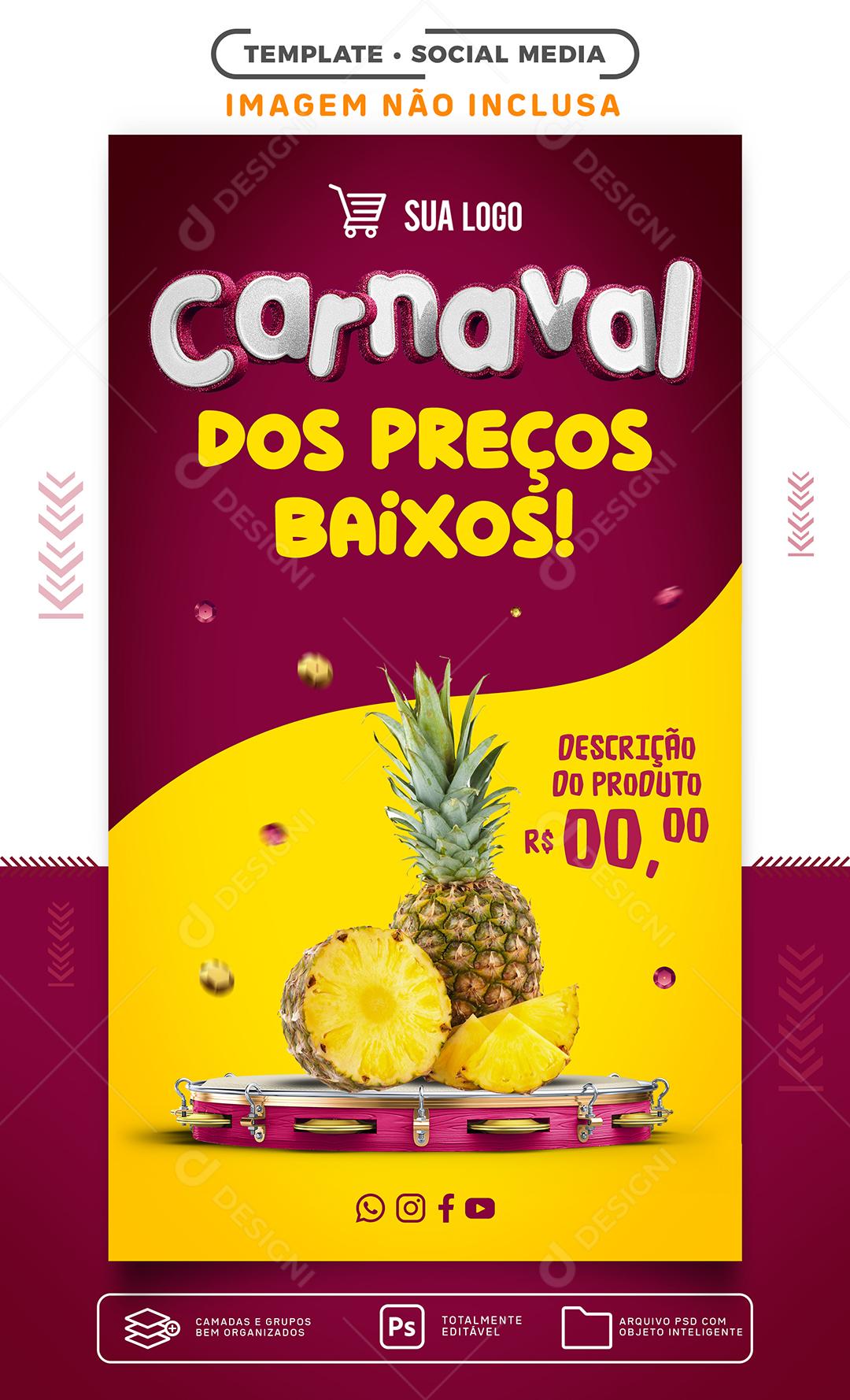 Social Media carnaval dos preços baixos PSD Editável