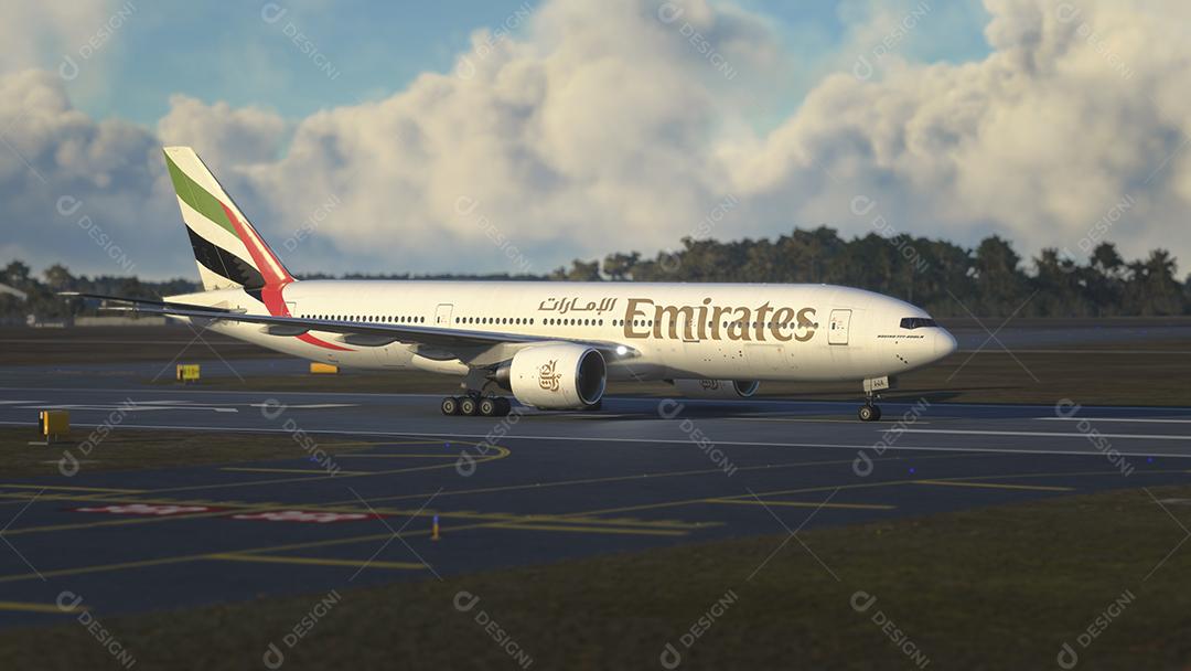 Comercial Boeing 777 Emirates tributação, 12 Fev, 2022, São Paulo, Brasil