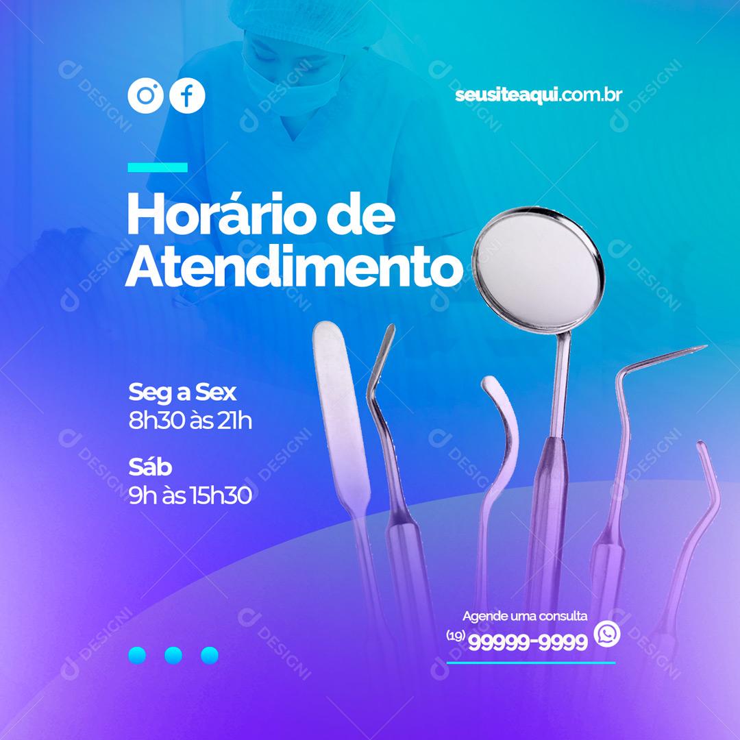 Social Media Horário de atendimento Dentista PSD Editável