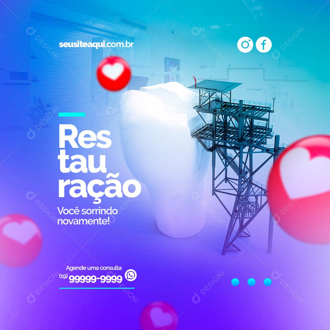 Social Media Restauração Você sorrindo novamente Dentista PSD Editável