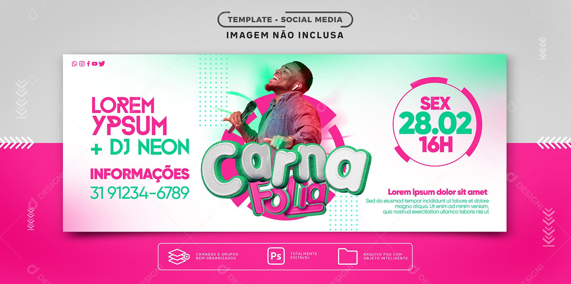 Social Media Banner Lorem Ypsum + Dj Neon PSD Editável