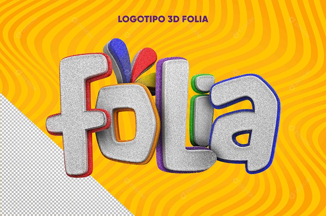 Logo Folia Texto 3D Para Composição PSD Premium