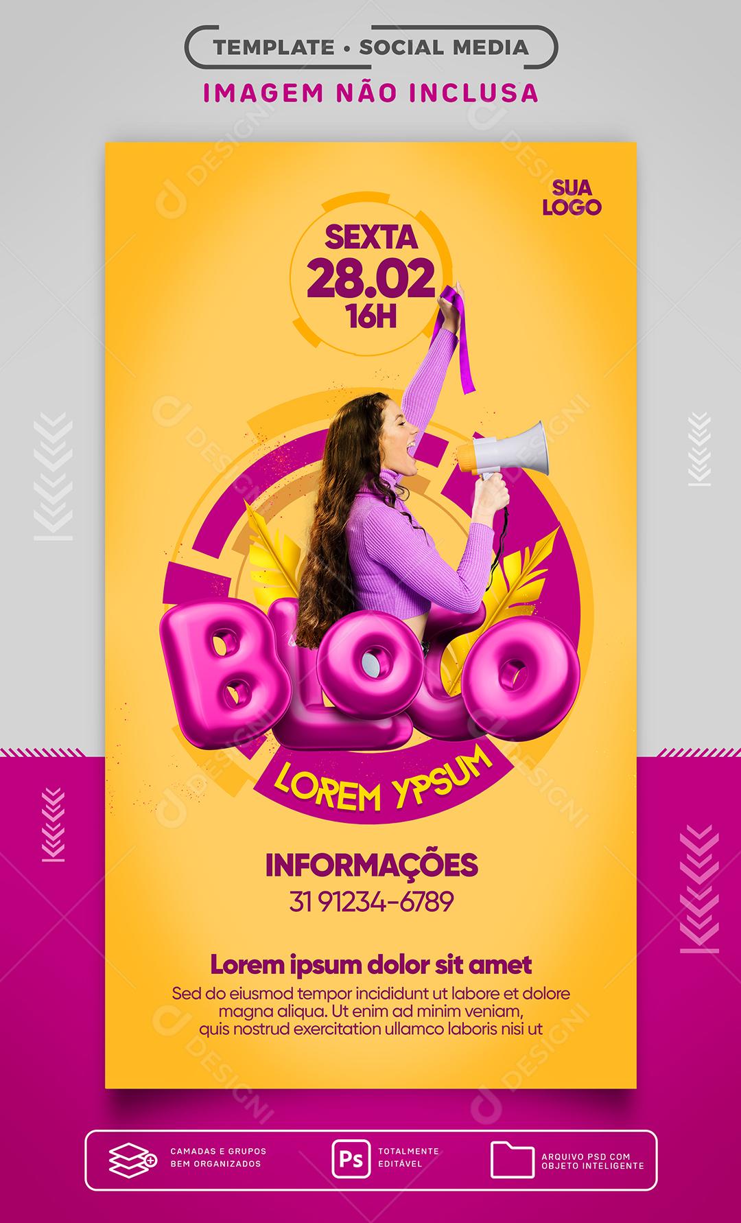 Social Media Bloco de carnaval Lorem Ypsum PSD Editável