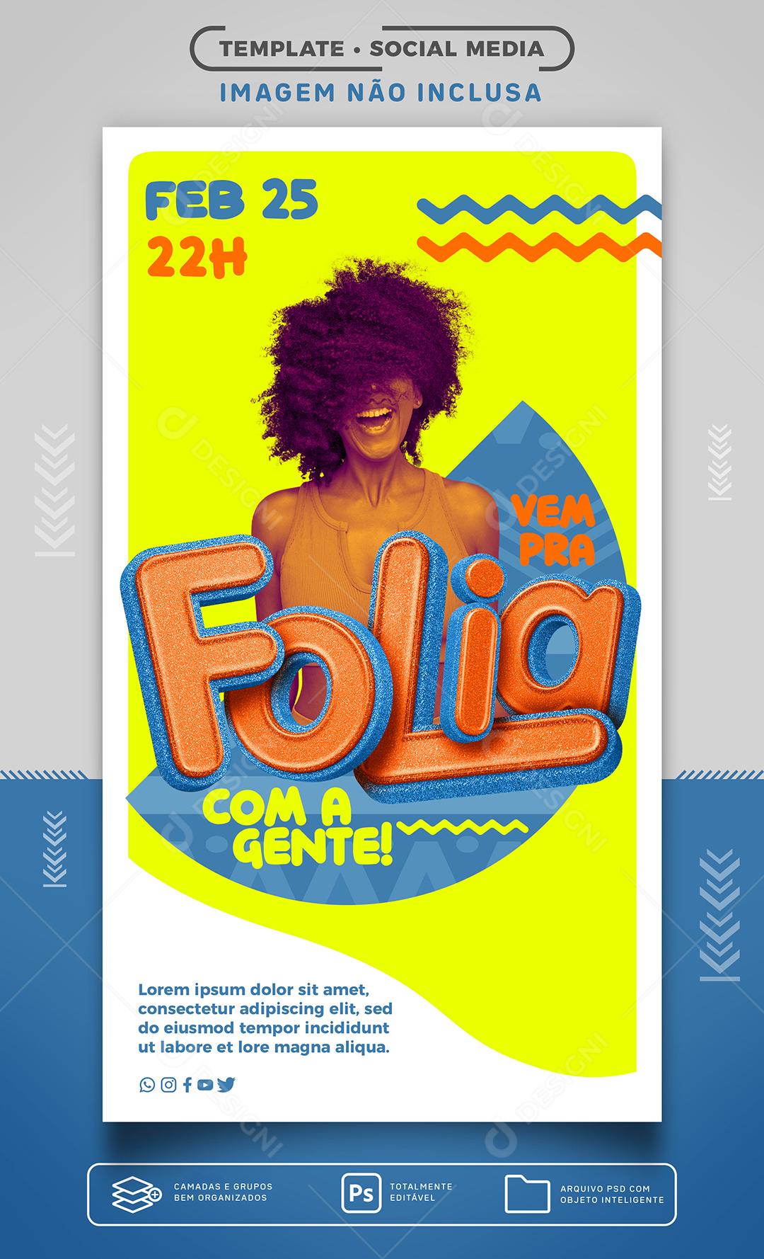 Social Media Vem Pra Folia com a gente PSD Editável