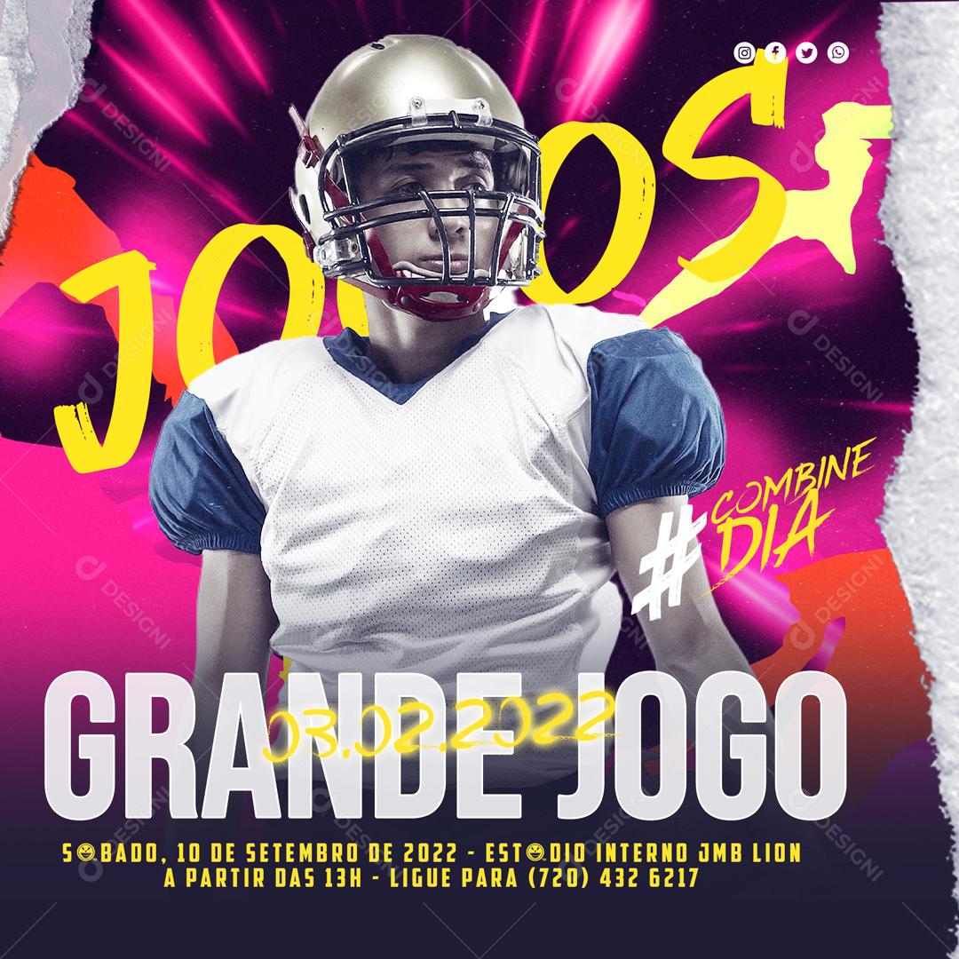 Flyer Grande Jogo Futebol Americano Social Media PSD Editável