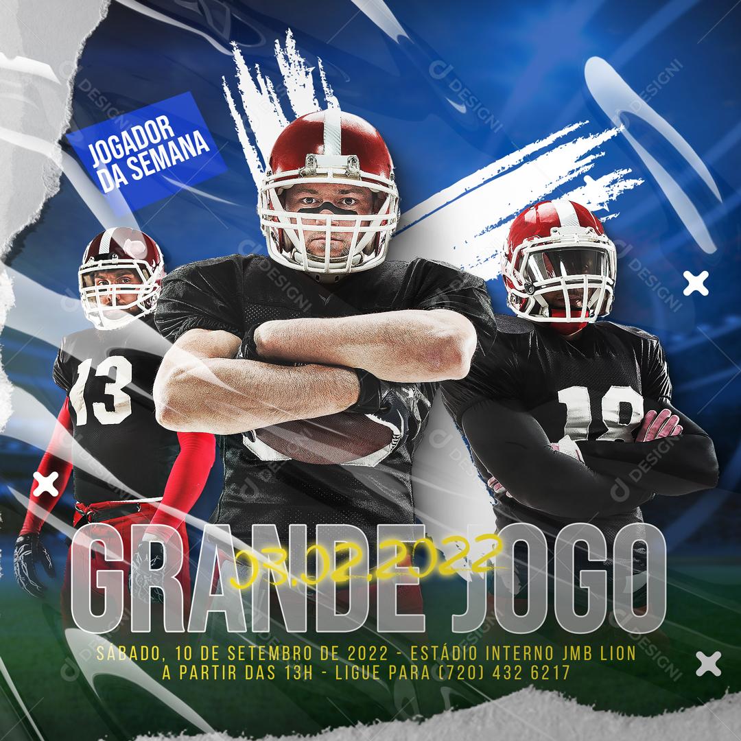 Flyer Grande Jogo Futebol Americano Social Media PSD Editável