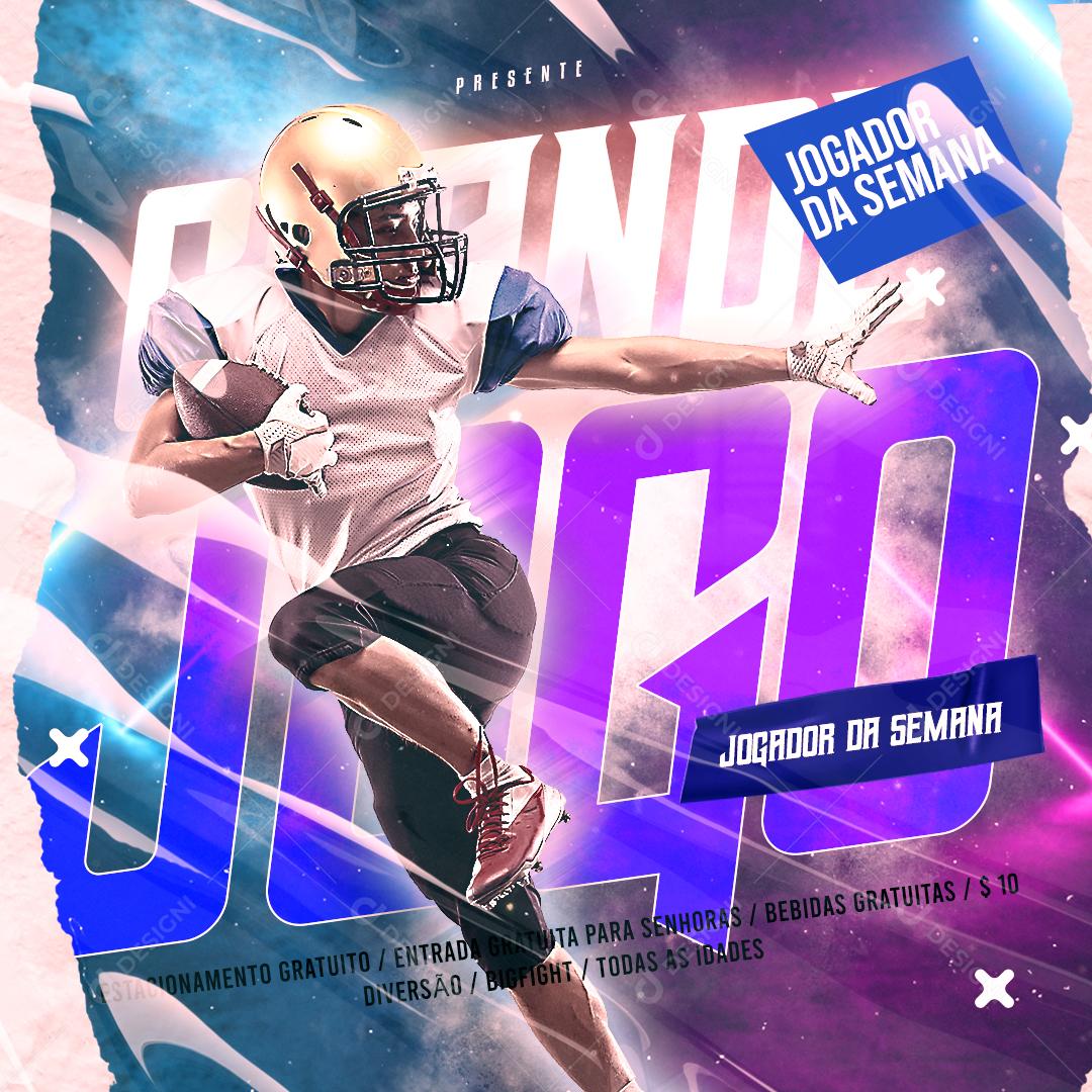 Flyer Grande Jogo Futebol Americano Social Media PSD Editável