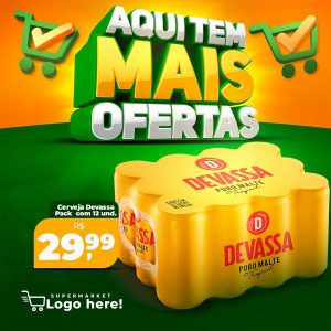 Social Media Aqui tem Mais Ofertas Distribuidora Cervejas PSD Editável